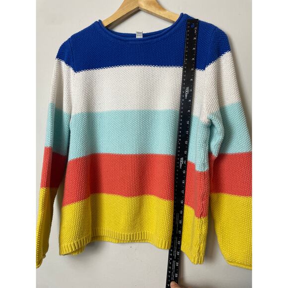St. Johns Bay Women's Fisherman Knit Sweater Large Bright Colorblock Eclectic - Picture 6 of 10